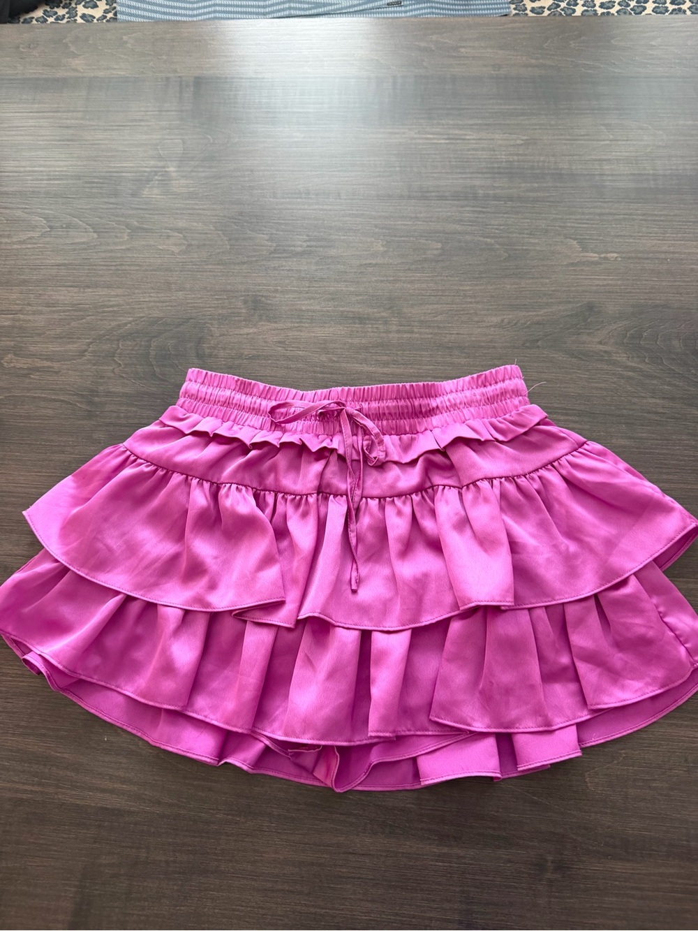 Layered Ruffle Mini Skirt in Bright Pink
